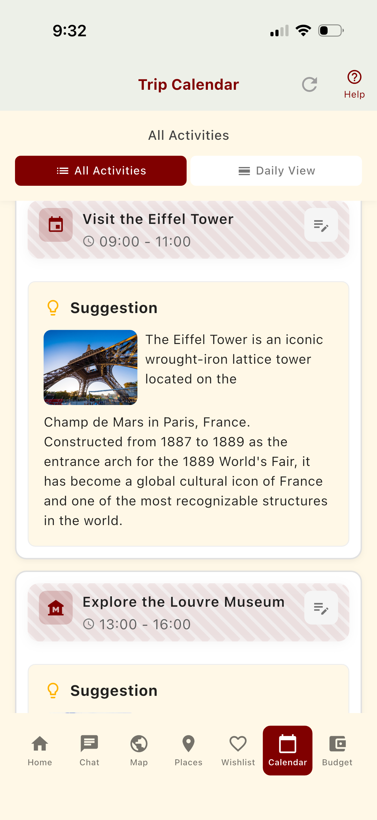 Honge Calendar Screen