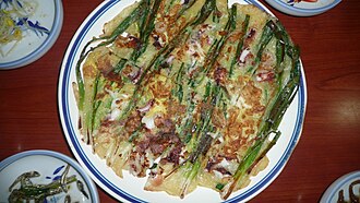 Vegan-style pajeon scallion pancake