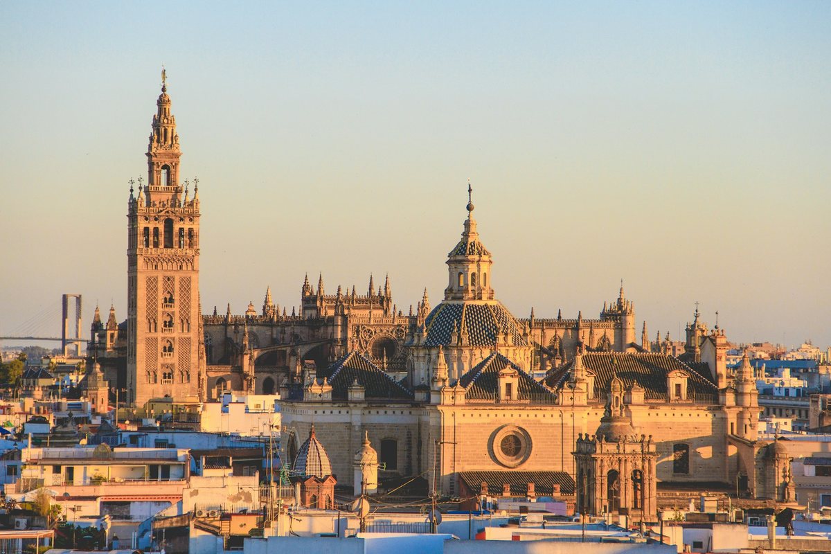 Seville Cathedral and the Giralda tower in Seville, Spain