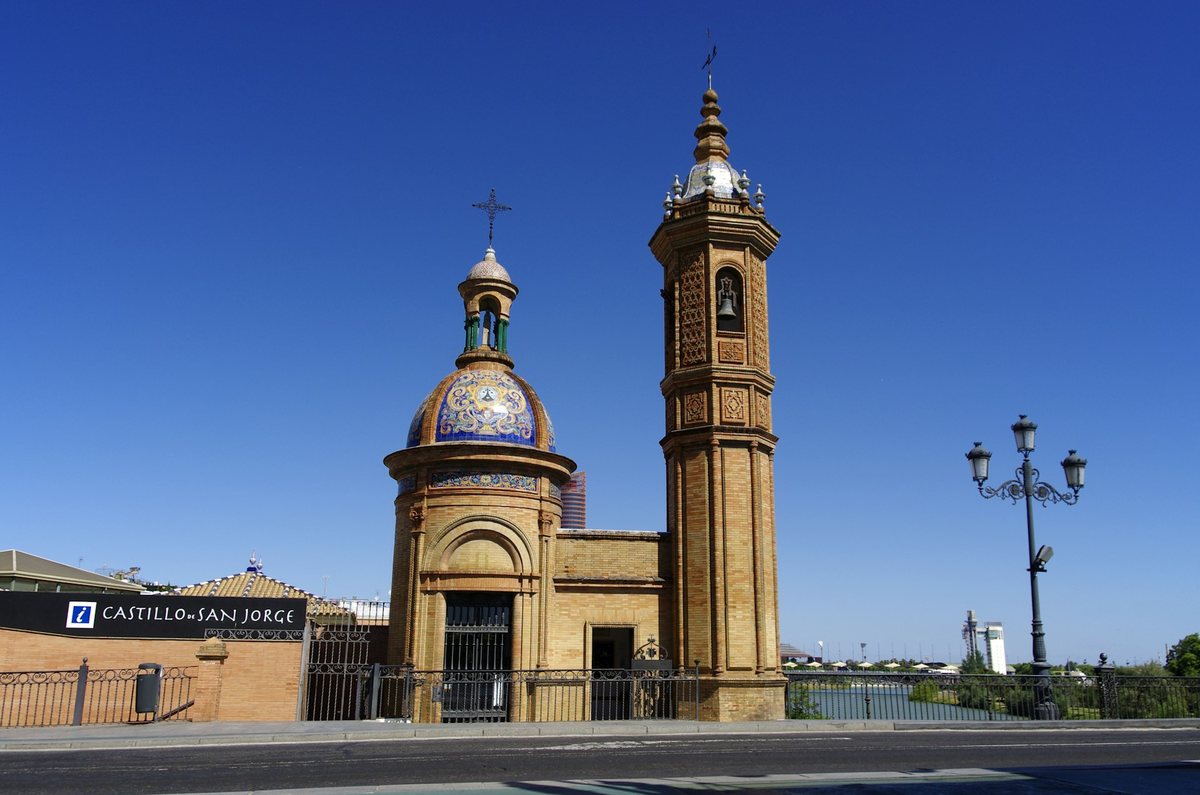 Castillo de San Jorge in Seville's Triana district overlooking the Guadalquivir River