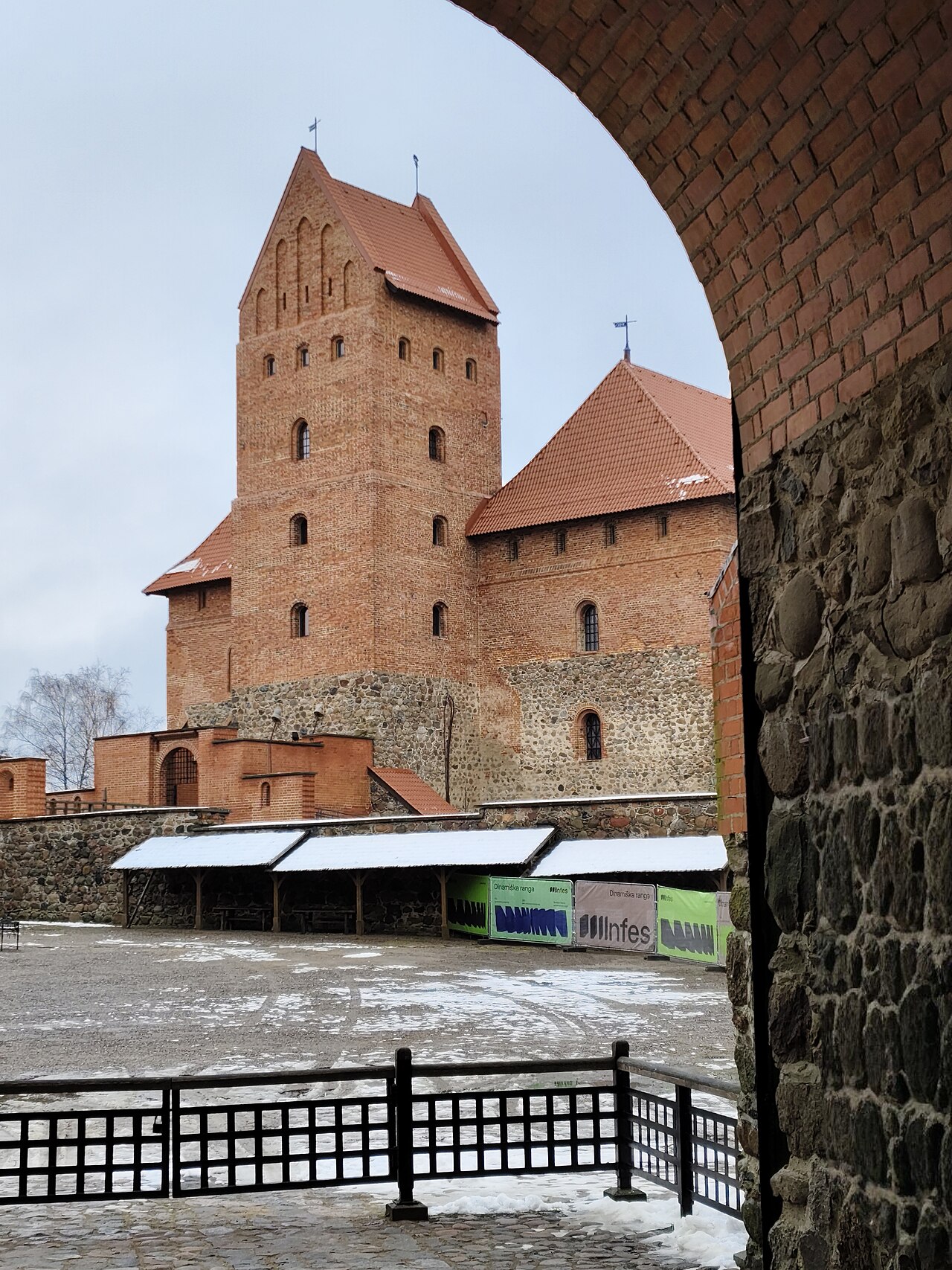 Courtyard of Trakai Island Castle on Lake Galvė