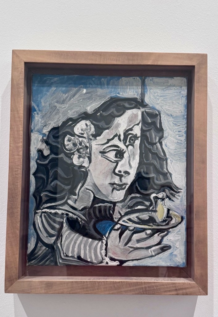 Picasso painting of a young woman on display inside the Museu Picasso in El Born, Barcelona