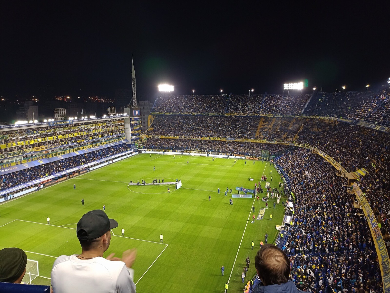 Crowded stands and pitch view inside La Bombonera stadium in Buenos Aires