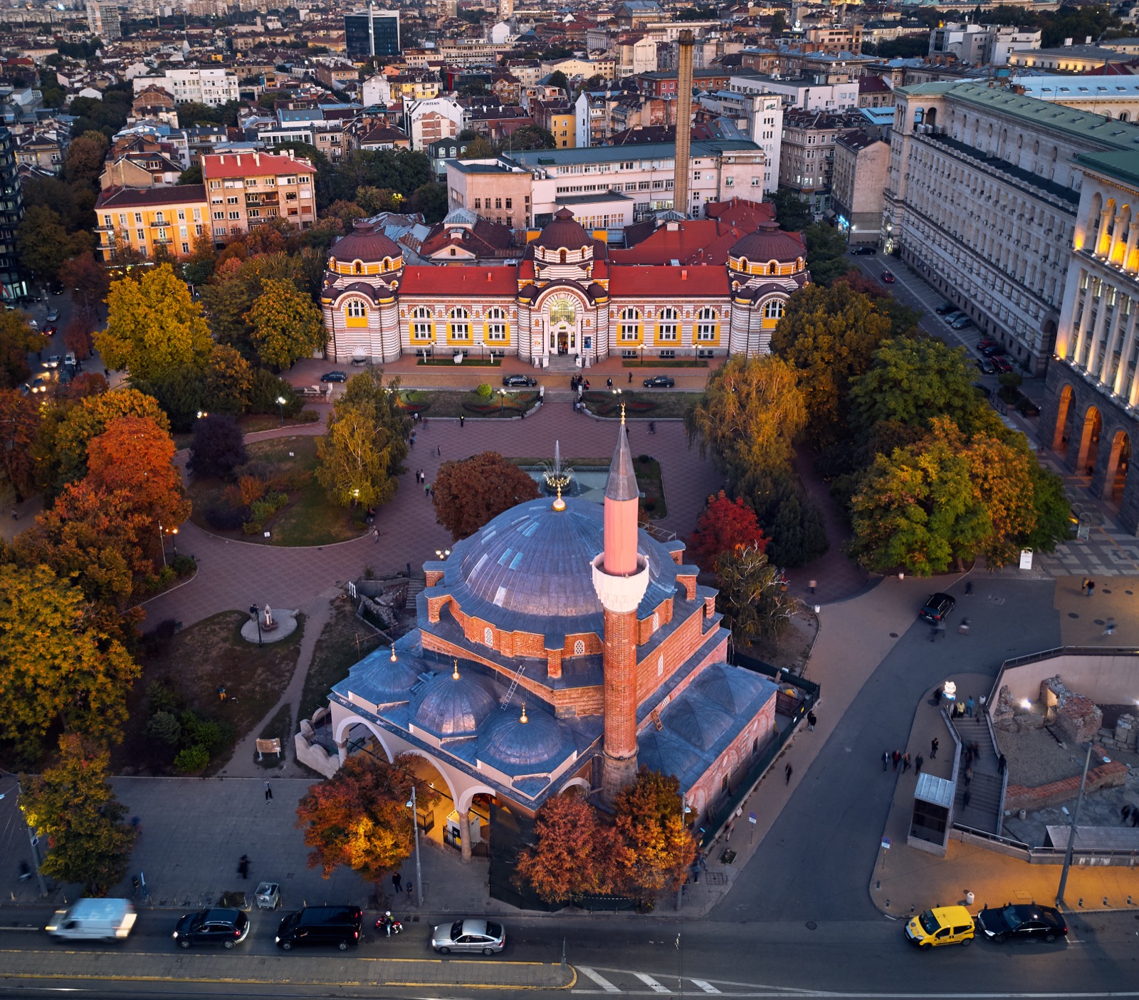 Banya Bashi Mosque in Sofia with its dome and minaret