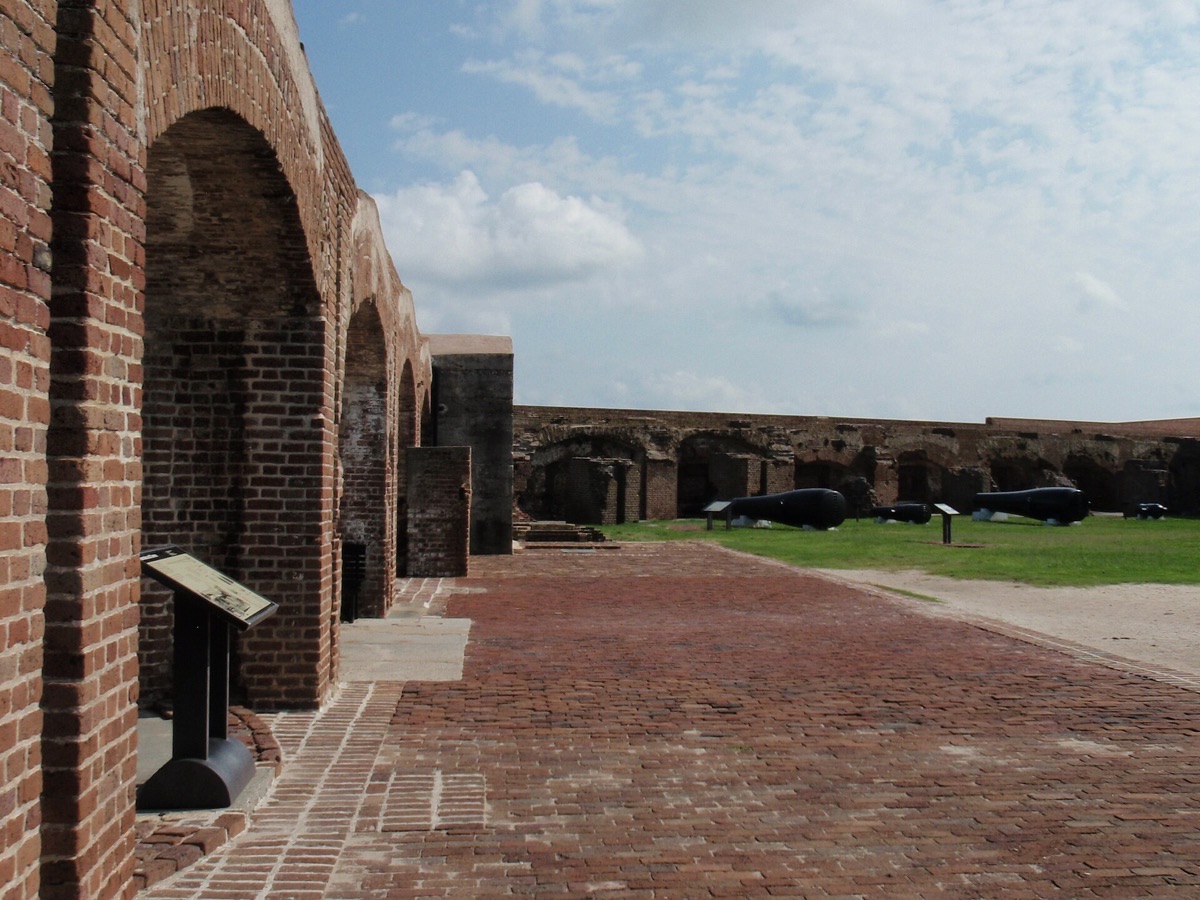 Brick fortifications of Fort Sumter in Charleston Harbor