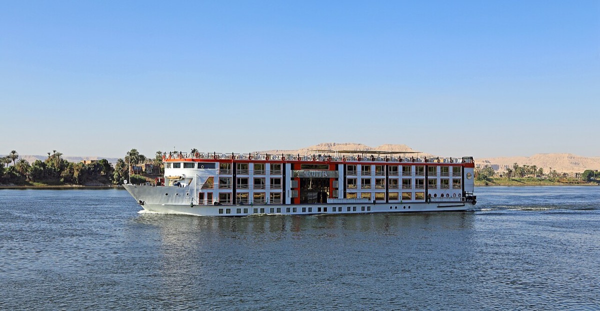Nile cruise ship sailing between Luxor and Aswan