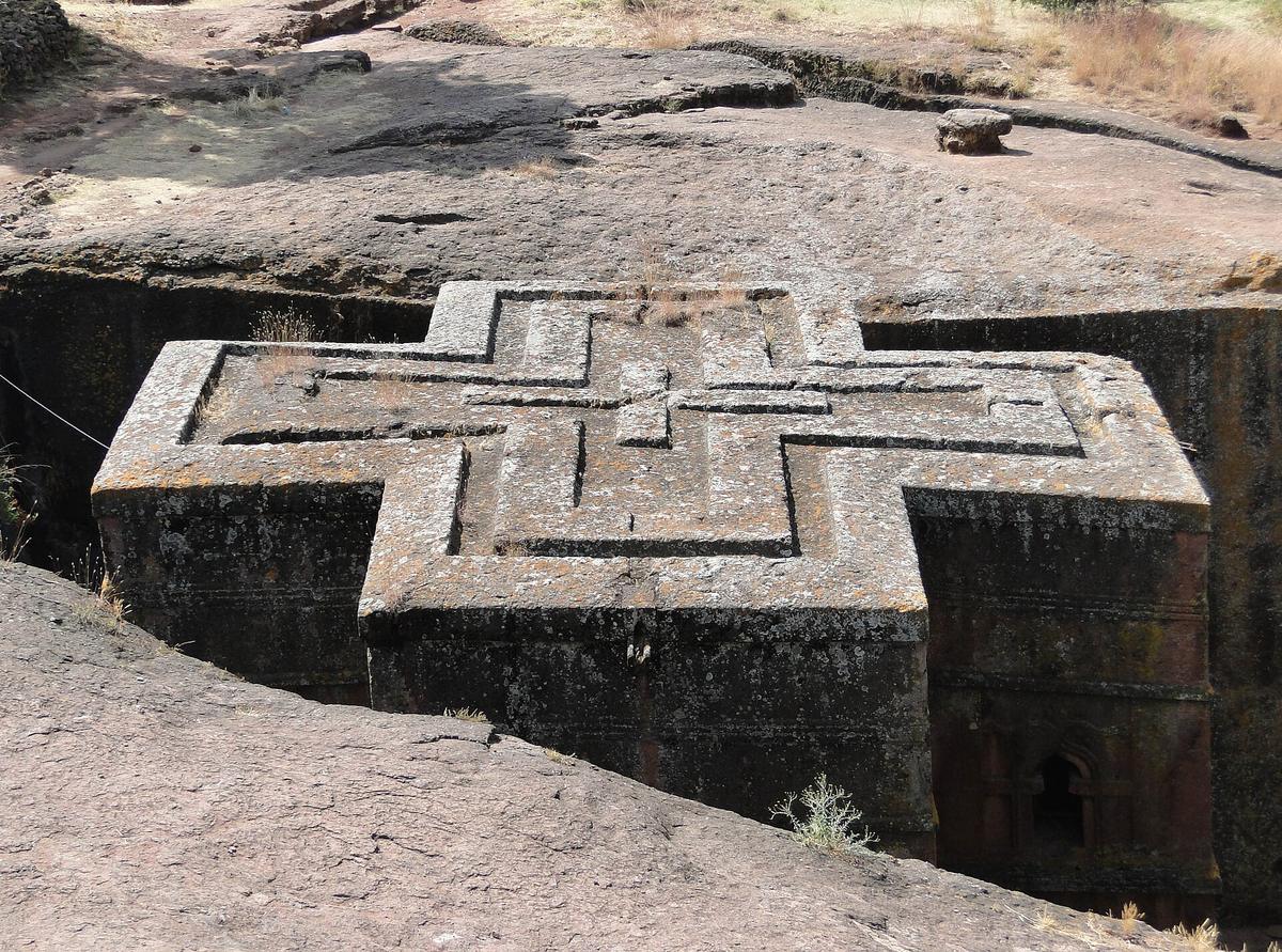 Rock-hewn Church of Saint George (Bete Giyorgis) in Lalibela, Ethiopia