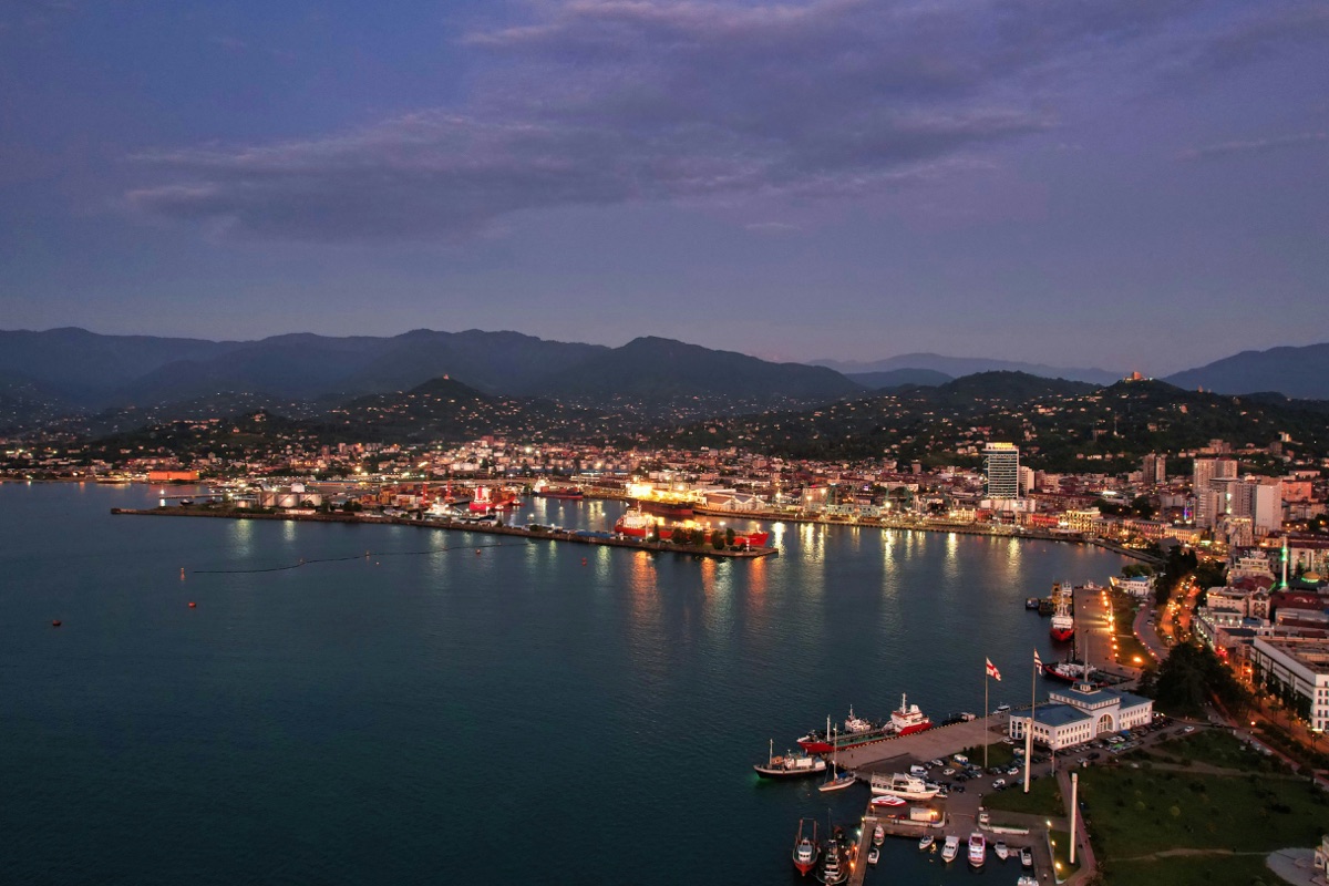 Batumi city skyline beside the Black Sea