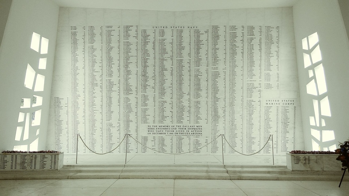 The USS Arizona Memorial at Pearl Harbor in Honolulu, Hawaii
