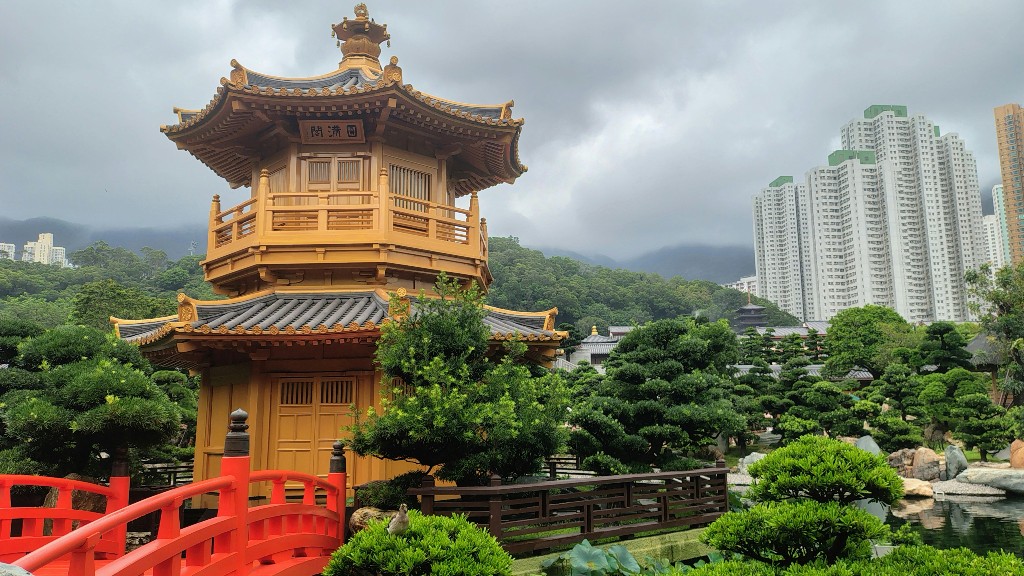 Golden Pagoda in Nan Lian Garden in Diamond Hill, Hong Kong