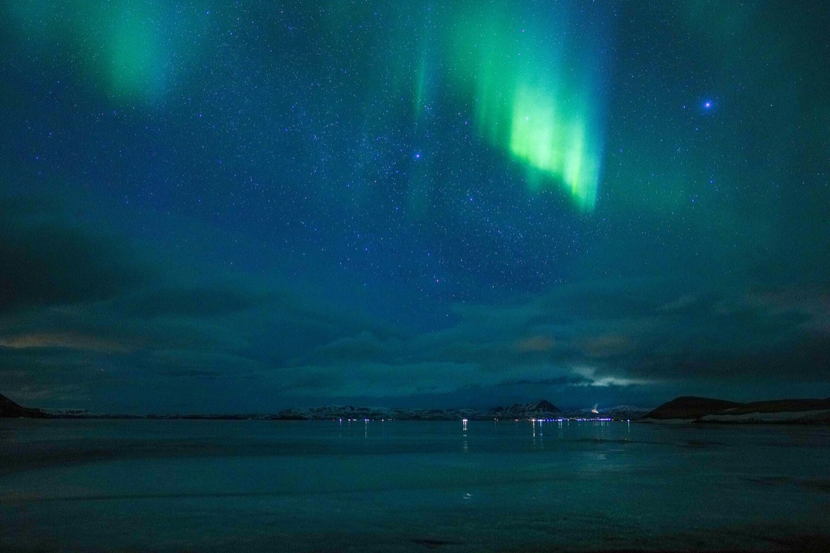 Northern lights over Mývatn in Iceland