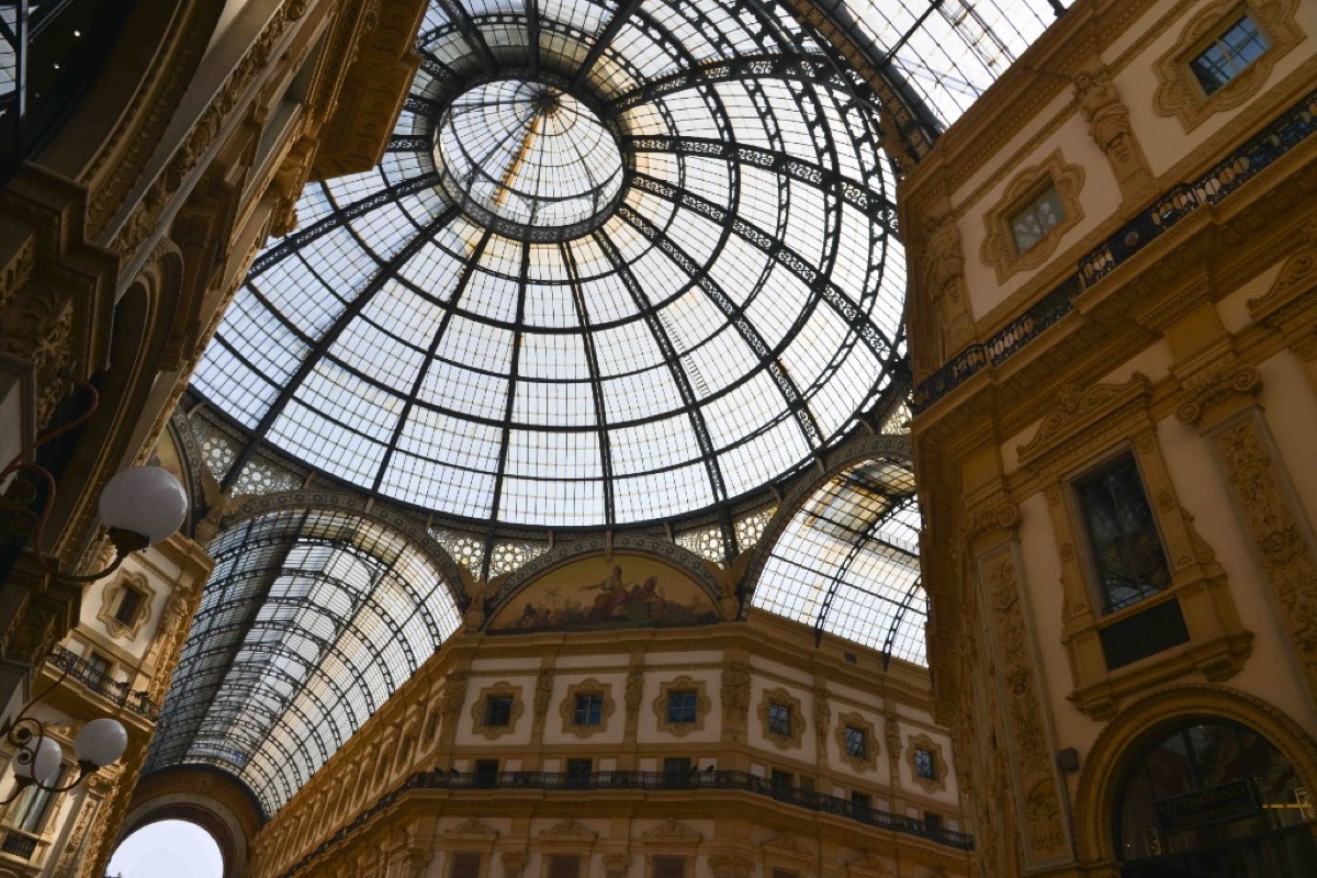 The glass-roofed arcade of the Galleria Vittorio Emanuele II in Milan
