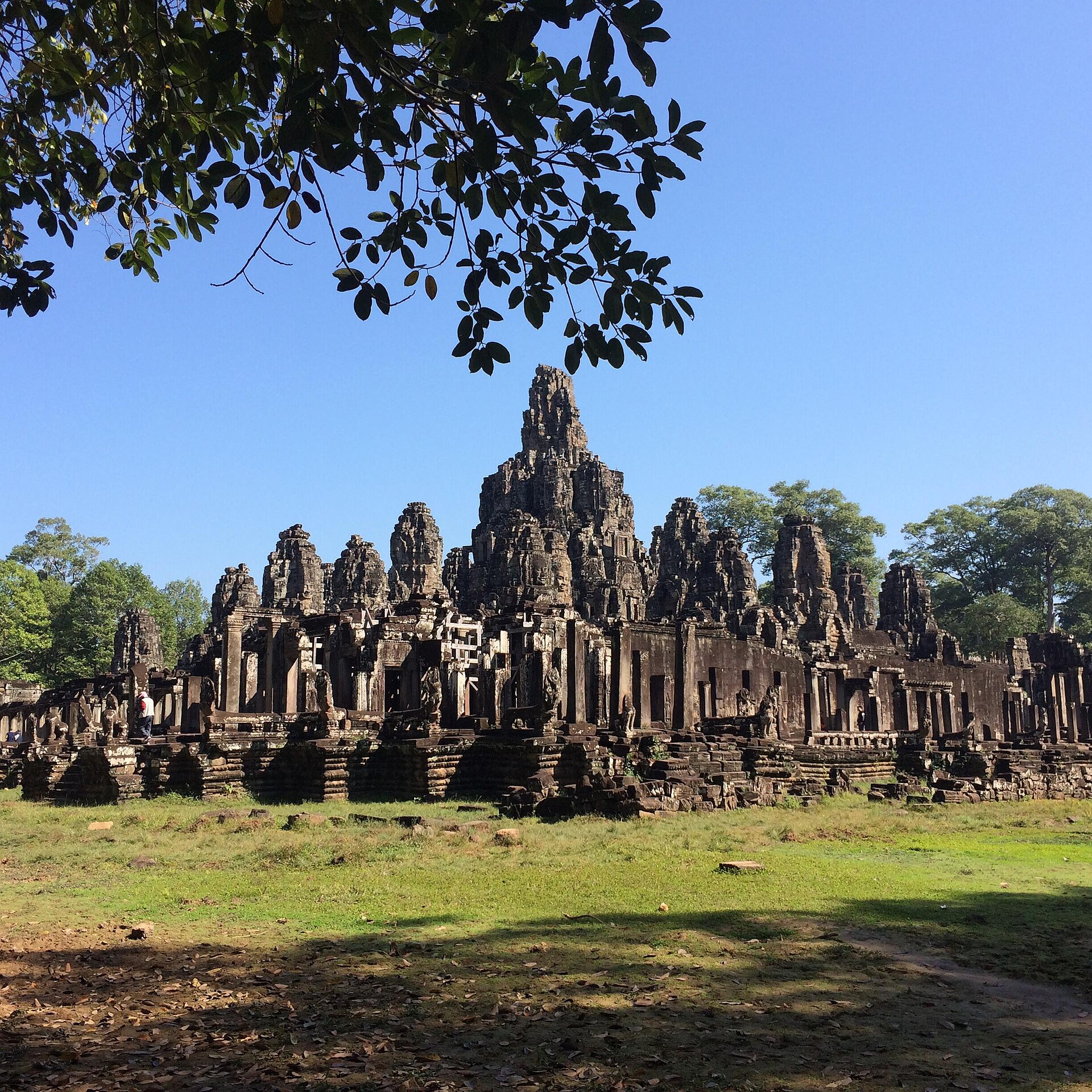 Stone faces carved into the towers of Bayon Temple at Angkor Thom