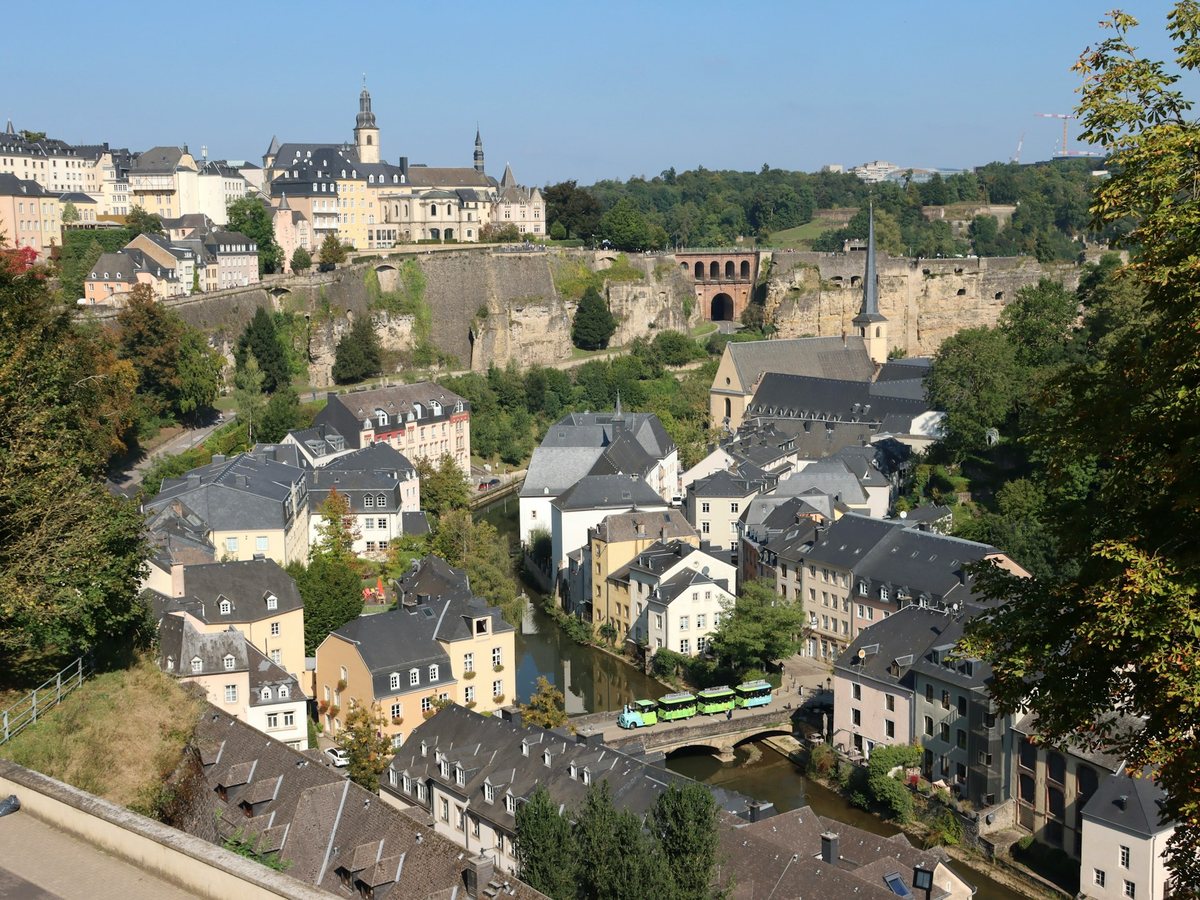 A view of Luxembourg City, showing the historic lower town from a hillside