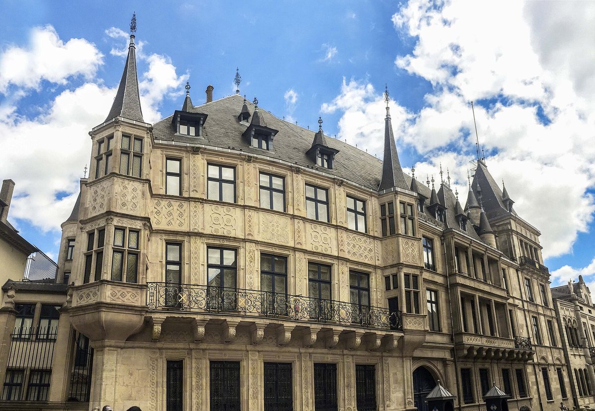 Grand Ducal Palace in Luxembourg City, featuring its distinctive pointed roof towers