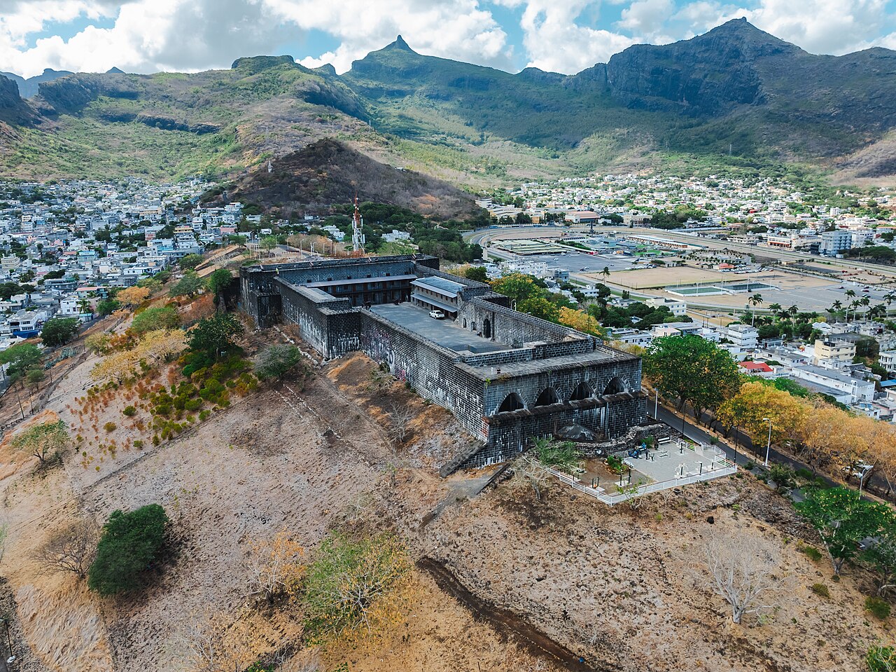 Fort Adélaïde on the hill above Port Louis, Mauritius, with views over the city and harbour