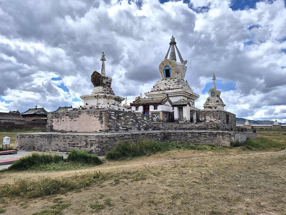 Erdene Zuu Monastery with white stupas in Karakorum