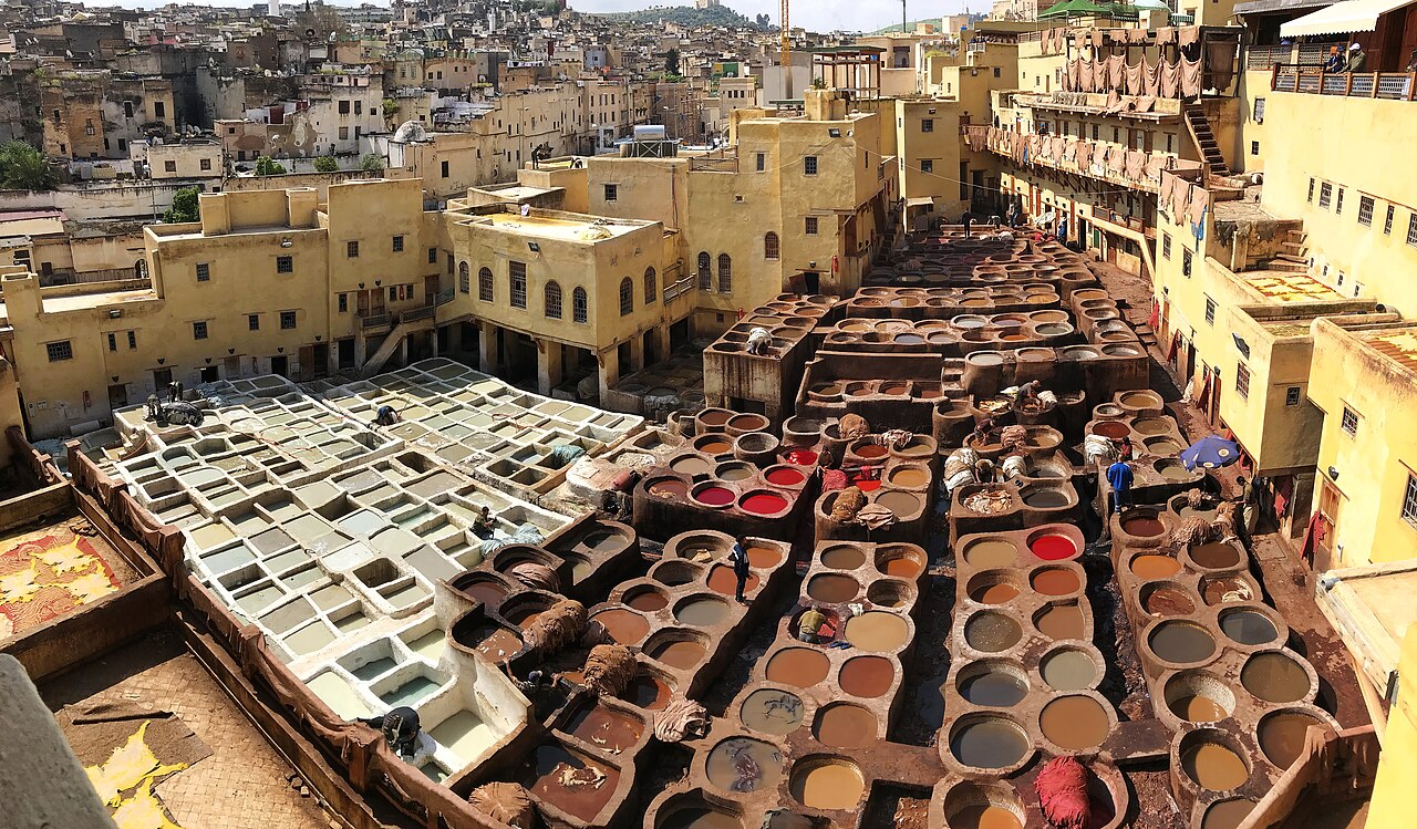 Chouara Tannery dyeing pits in Fes, Morocco