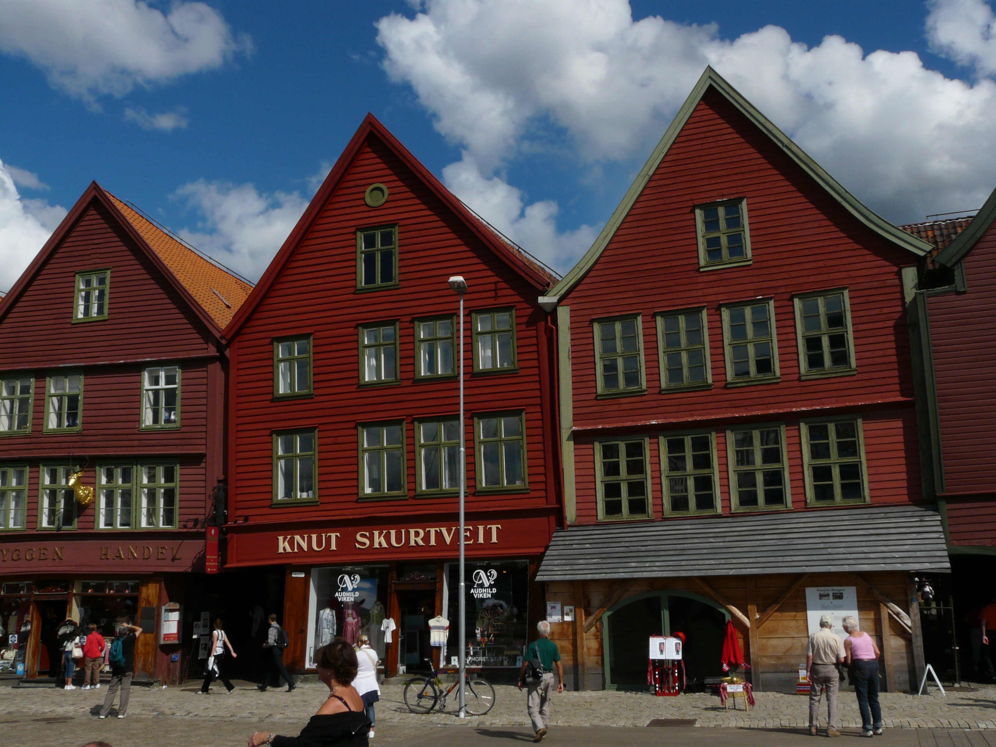Colorful historic buildings along Bryggen wharf in Bergen, Norway