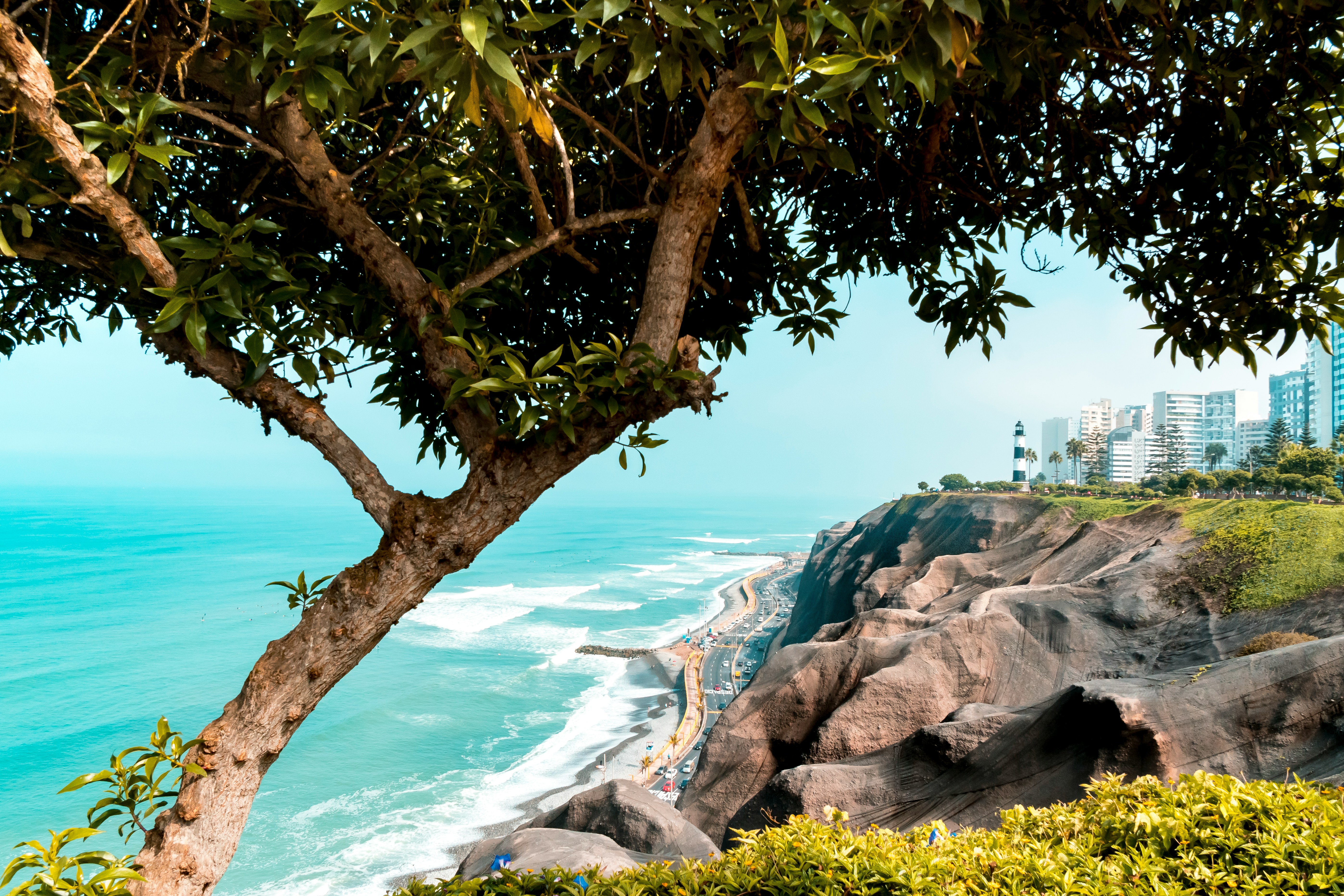 Miraflores cliffs and Pacific Ocean in Lima Peru — first stop on a Peru family itinerary