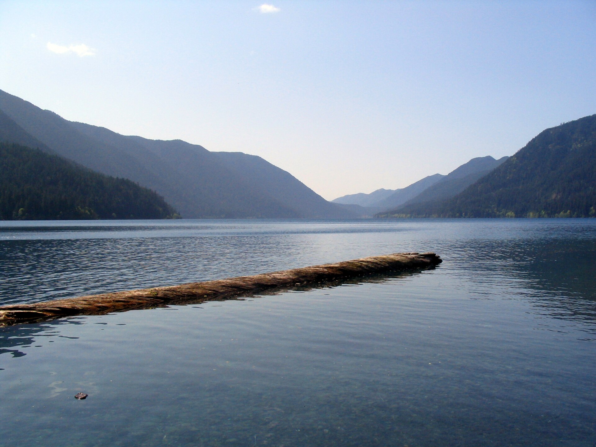 Lake Crescent surrounded by forested hills in Olympic National Park