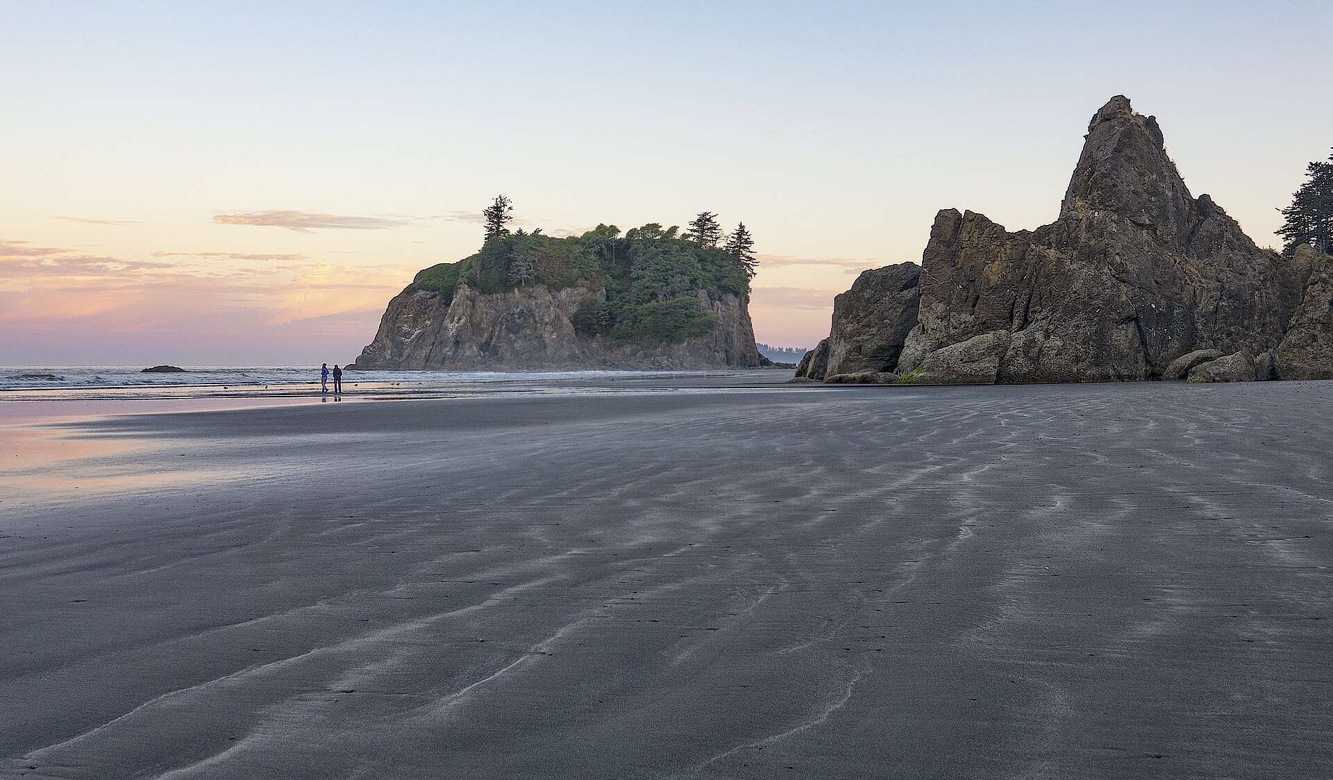 Sea stacks and rugged shoreline at Ruby Beach in Olympic National Park