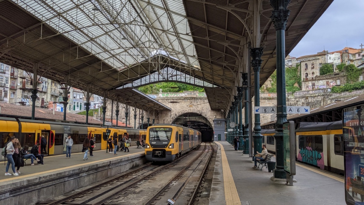 Azulejo tile panels inside São Bento Railway Station in Porto