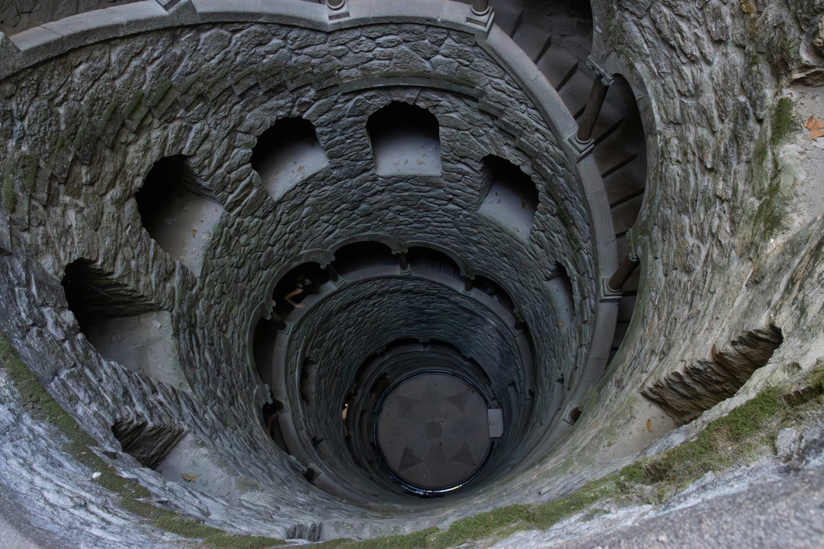 The Initiation Well spiral staircase at Quinta da Regaleira in Sintra