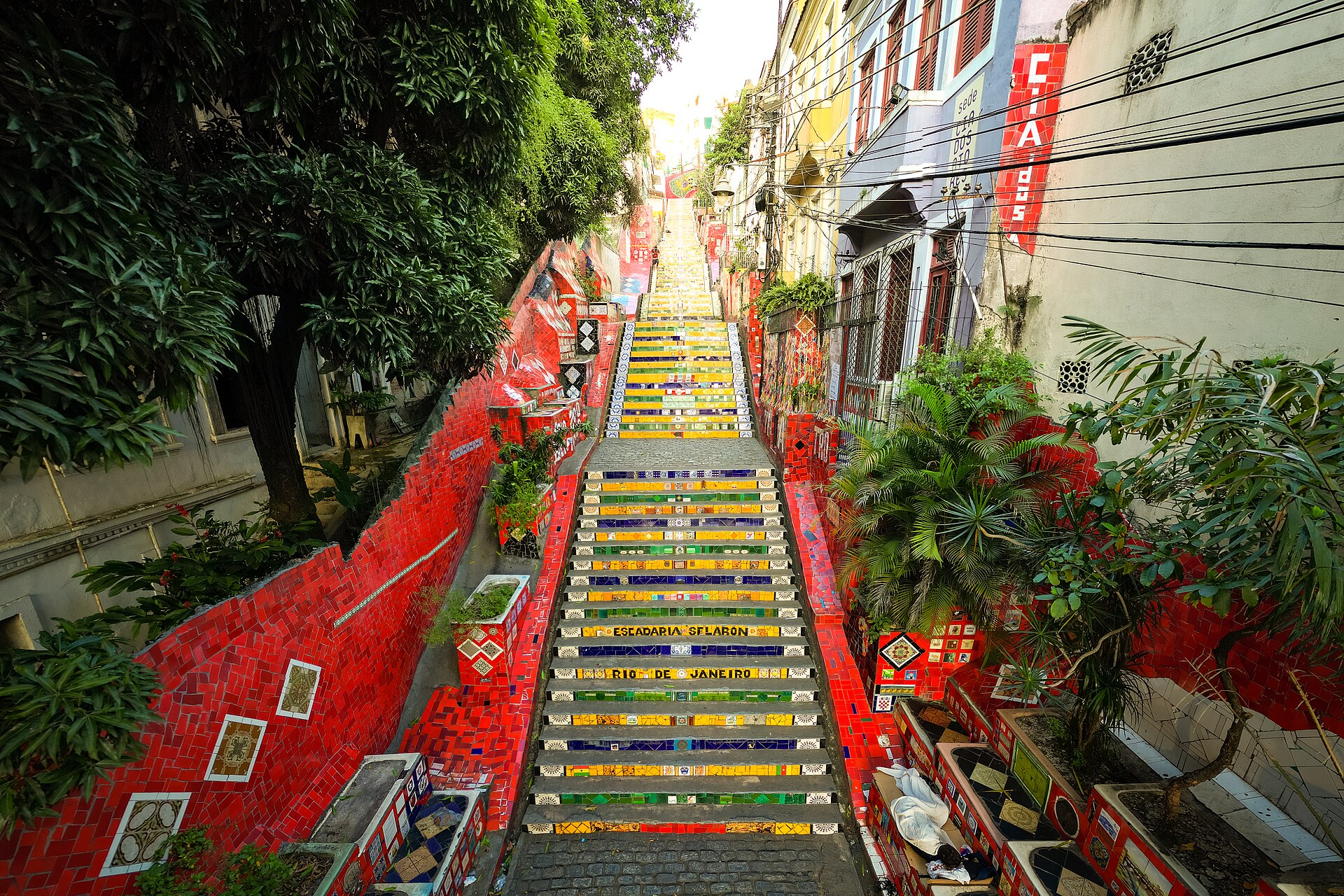 Colorful tiled steps of Escadaria Selarón in Rio de Janeiro, connecting Lapa and Santa Teresa