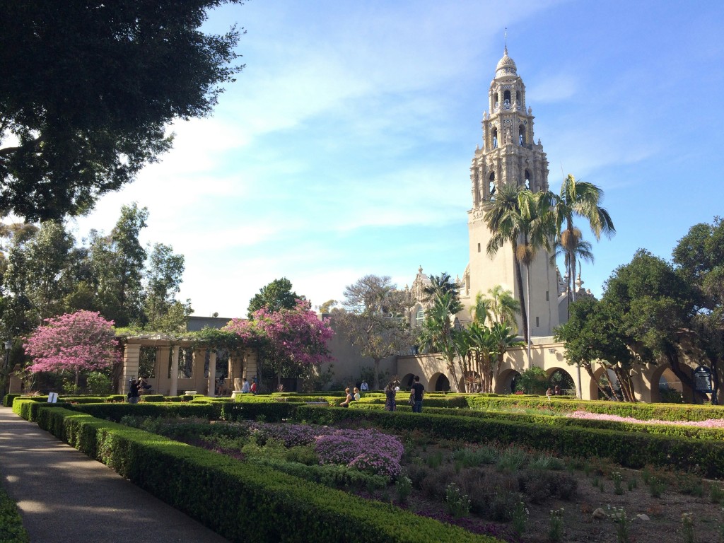 California Tower and Alcazar Garden in Balboa Park, San Diego