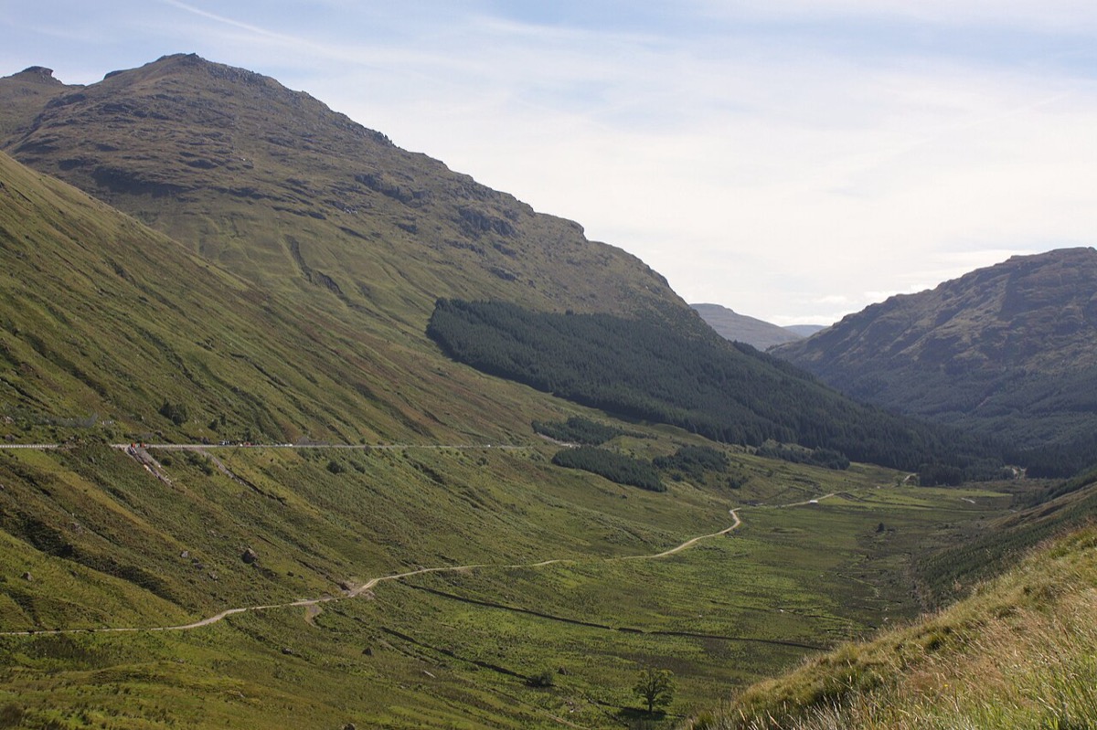Panoramic landscape of Argyll Forest Park in Loch Lomond and The Trossachs National Park
