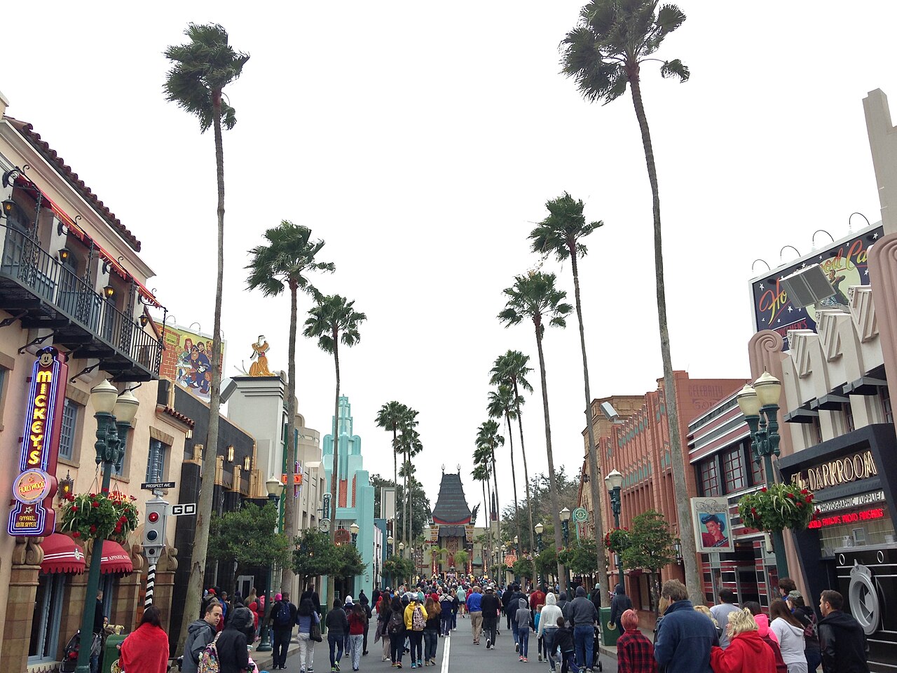 Hollywood Boulevard street scene with entertainment landmarks