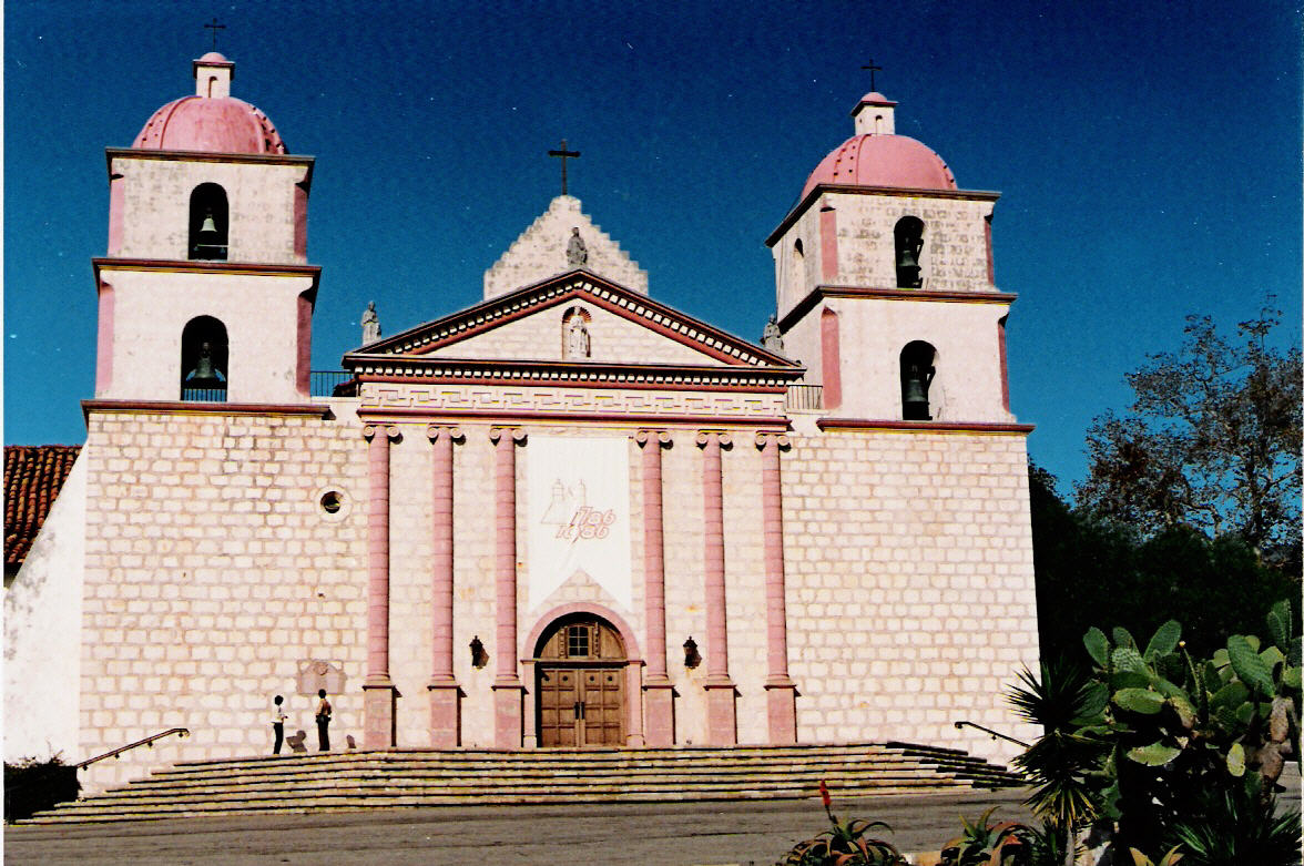 Old Mission Santa Barbara twin towers and façade