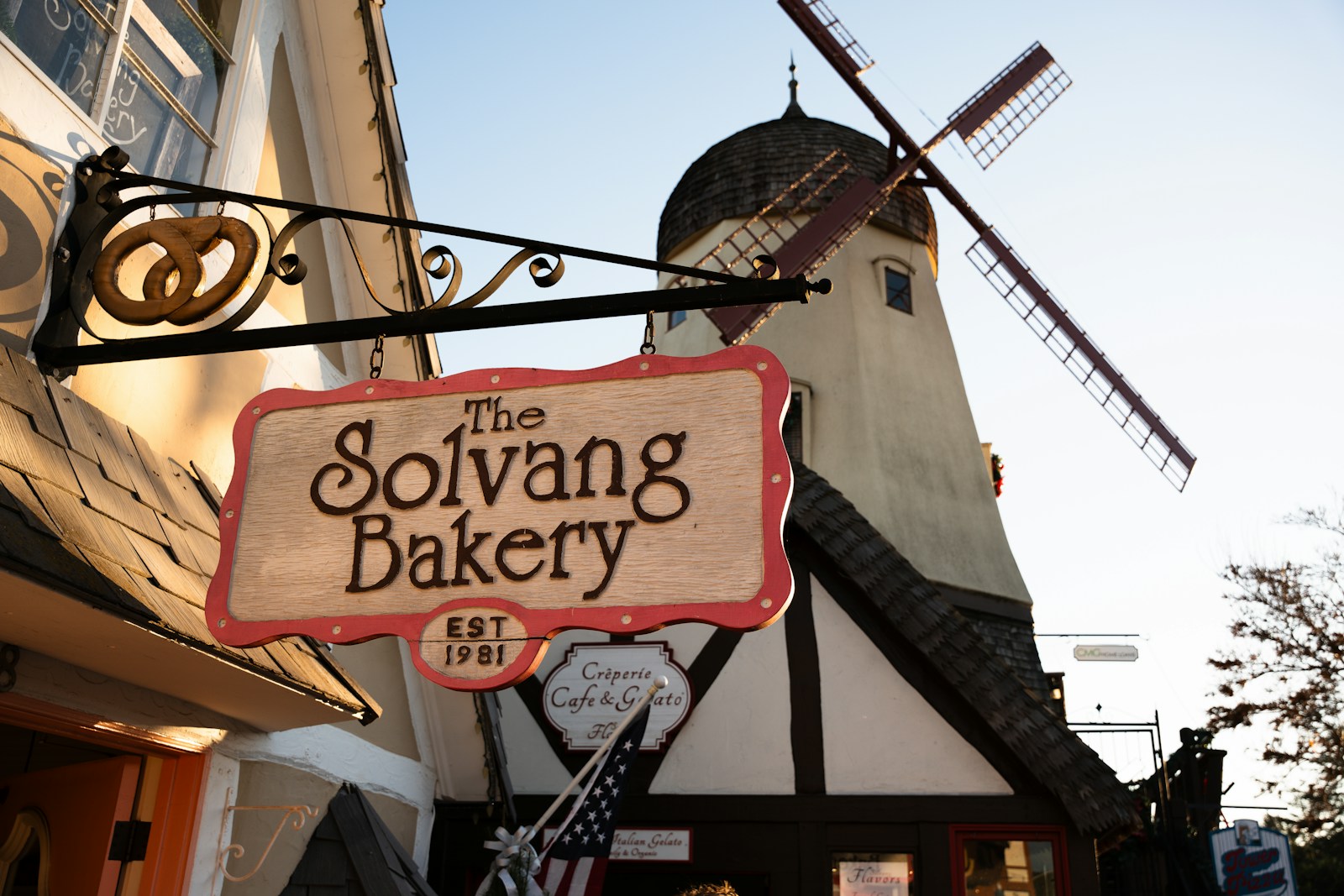 Danish-inspired streetscape and shops in Solvang, California