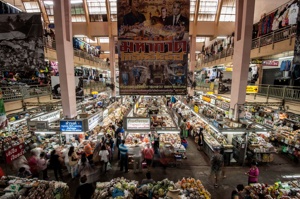 Fresh vegetables and herbs at Warorot Market in Chiang Mai