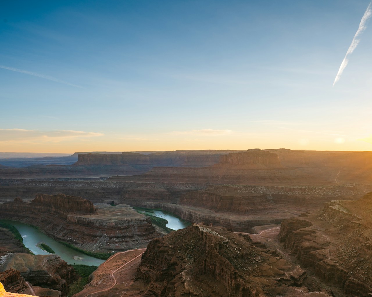 Aerial view of canyons and the Colorado River from Dead Horse Point State Park, Utah