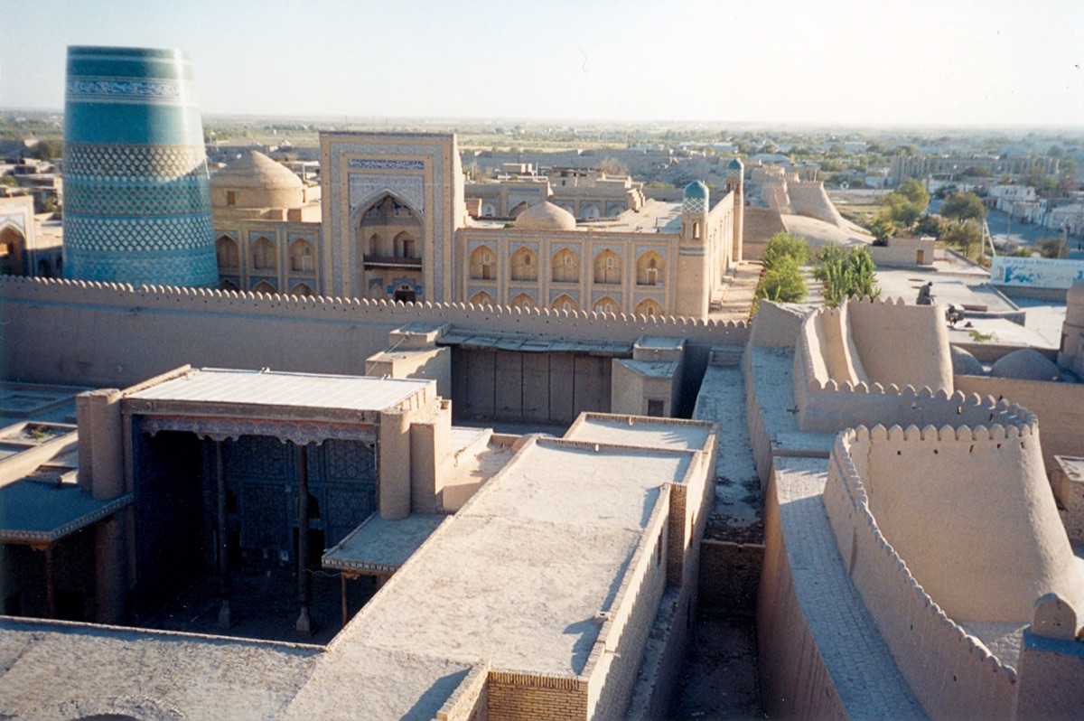 Ancient mud-brick walls surrounding Itchan Kala in Khiva
