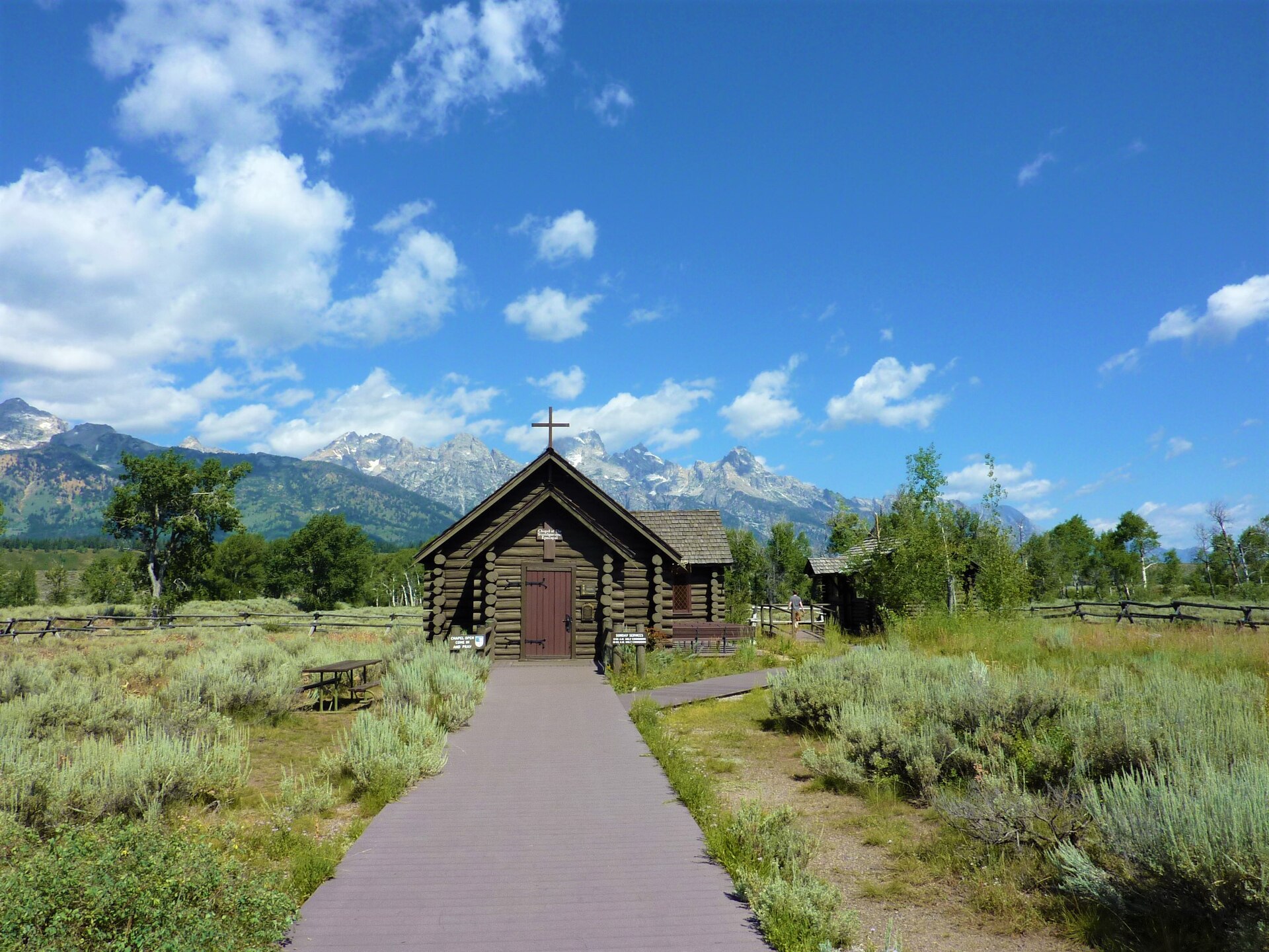 Chapel of the Transfiguration exterior in Grand Teton National Park