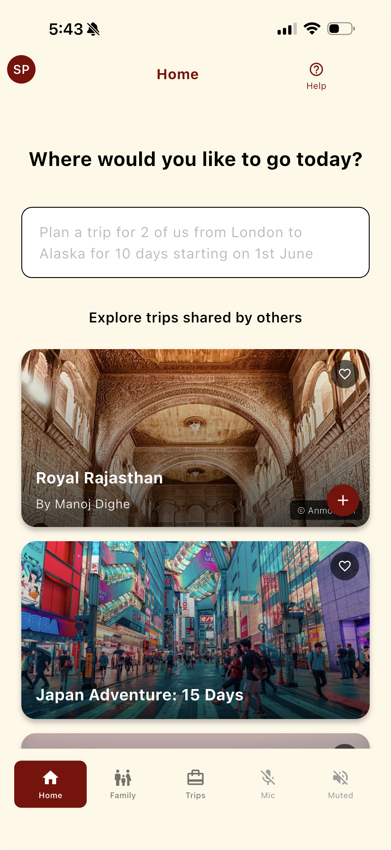 Home and chat screen